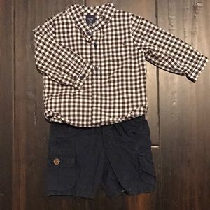 Baby Gap 6-12m Button Down Shirt & Cargo Pants